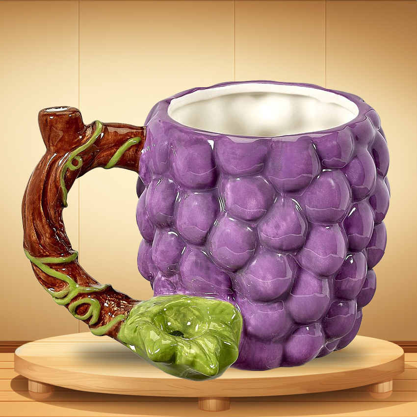 GRAPES CERAMIC MUG HANDPIPE - 1CT