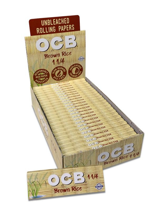 OCB BROWN RICE 1 1/4 ROLLING PAPERS - 24CT DISPLAY