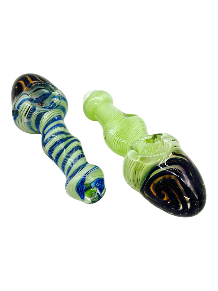 METRIX MILKY COLOR BODY GLOD FUMED HEAD HANDPIPE 5" - BAG OF 5CT