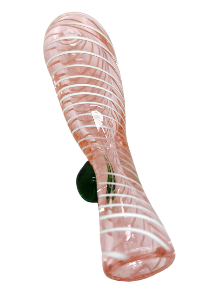 PINK SPIRAL GLASS CHILLUM 3" - 10CT BAG