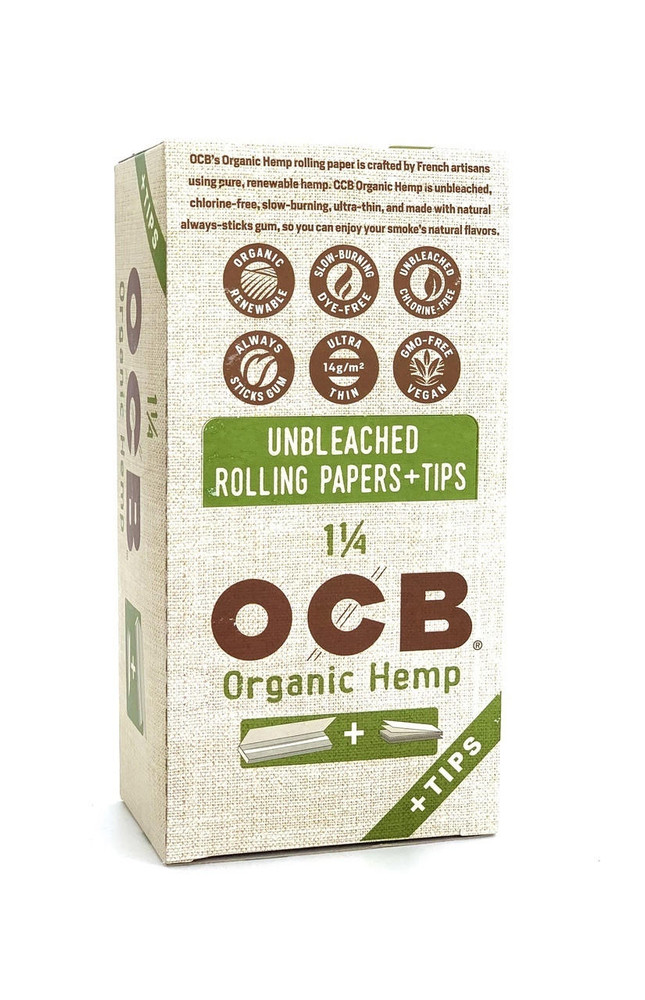 OCB ORGANIC 1 1/4 ROLLING PAPER WITH TIPS - 24CT