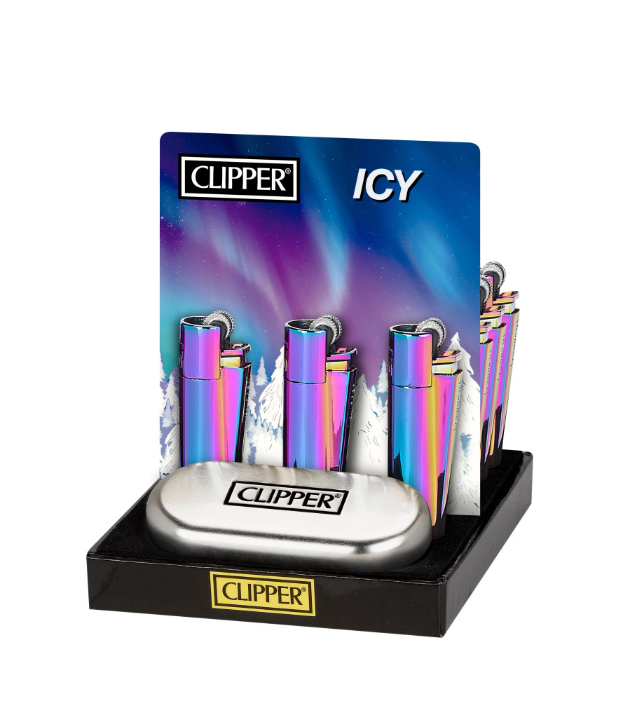 CLIPPER LIGHTERS CMP11 ICY COLOR - DISPLAY OF 12
