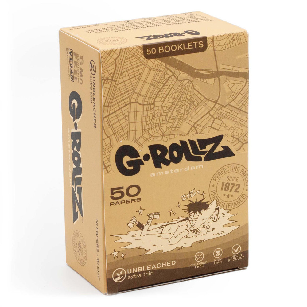 G-ROLLZ - UNBLEACHED EXTRA THIN 1¼ PAPERS - 50CT DISPLAY