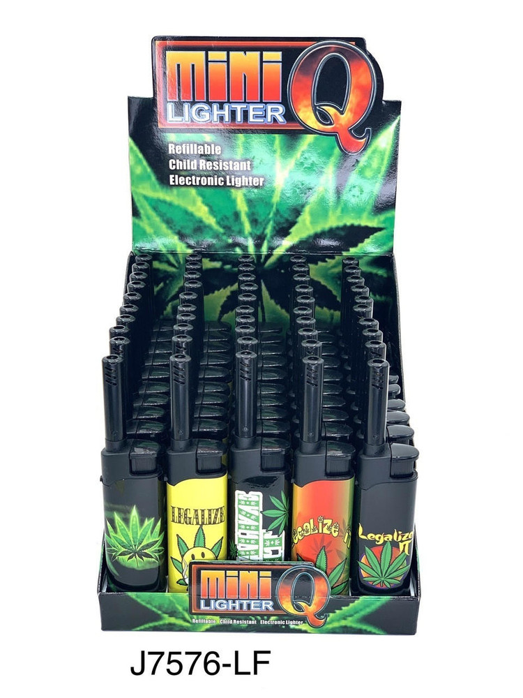MINI Q LIGHTER WITH LEAF DESIGN - 50CT (J7578-LF)