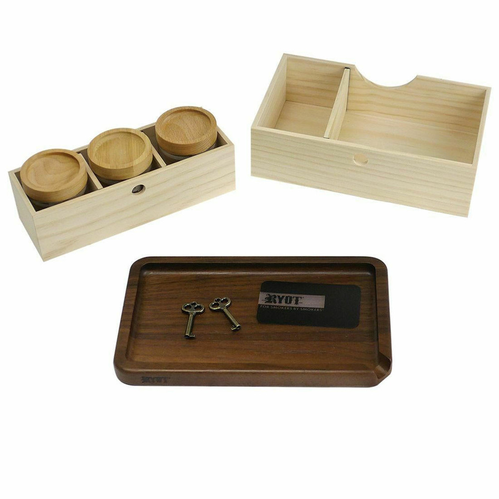 RYOT 11x10 LOCK-R BOX WITH ROLLING TRAY AND 3 STORAGE JARS