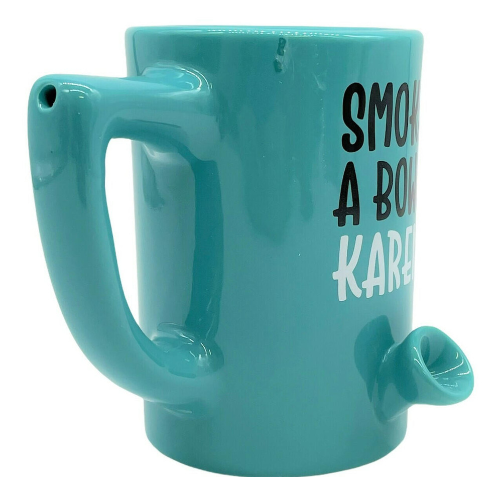 SMOKE A BOWL KAREN PORCELAIN PIPE MUG 5" (WP114)