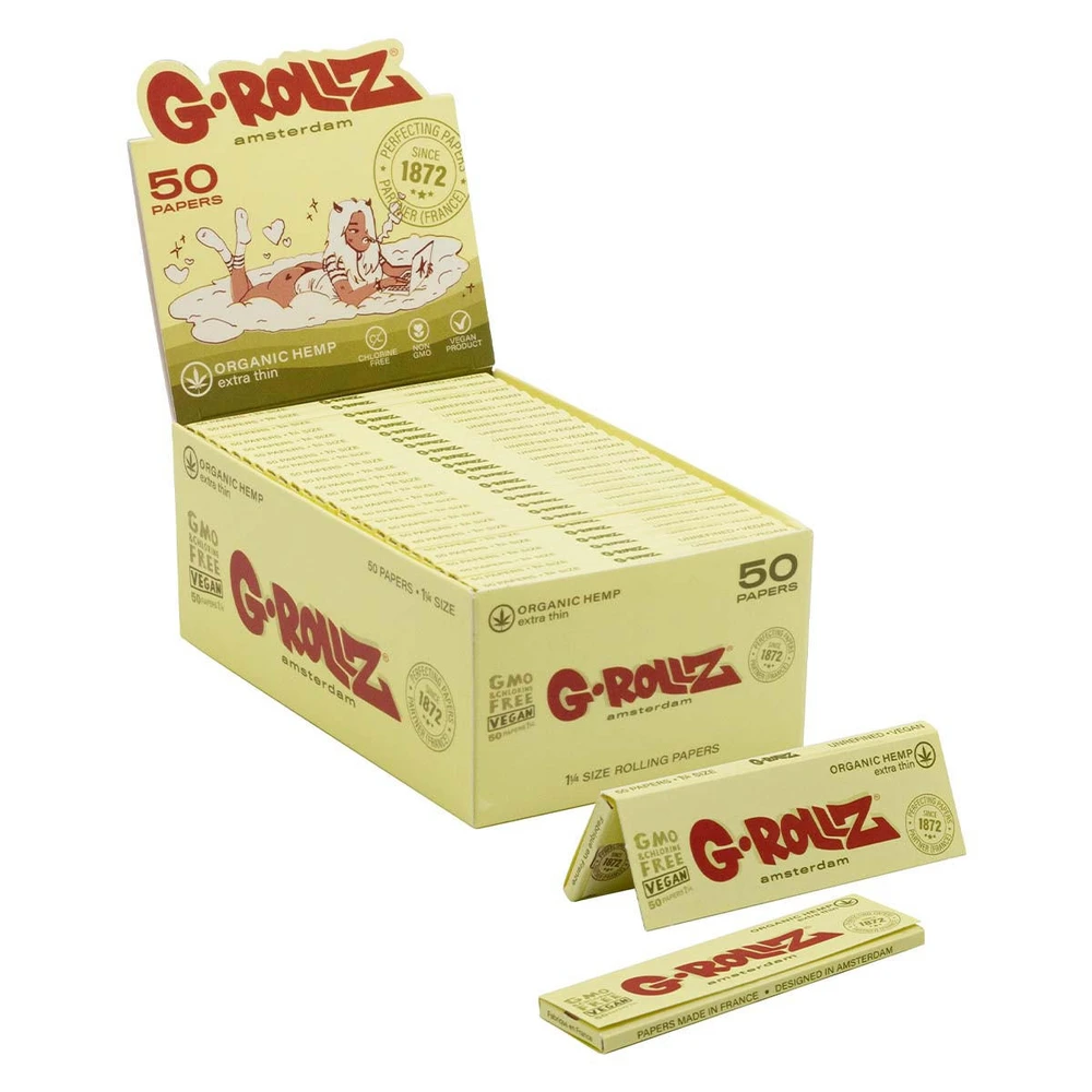 G-ROLLZ - ORGANIC HEMP EXTRA THIN 1¼ PAPERS - 50CT DISPLAY