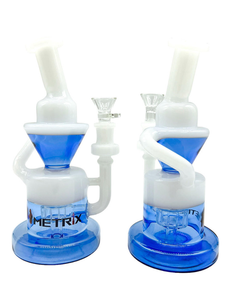 METRIX DUAL COLOR DISC PERC WITH RECYCLER CONE WATERPIPE 8"