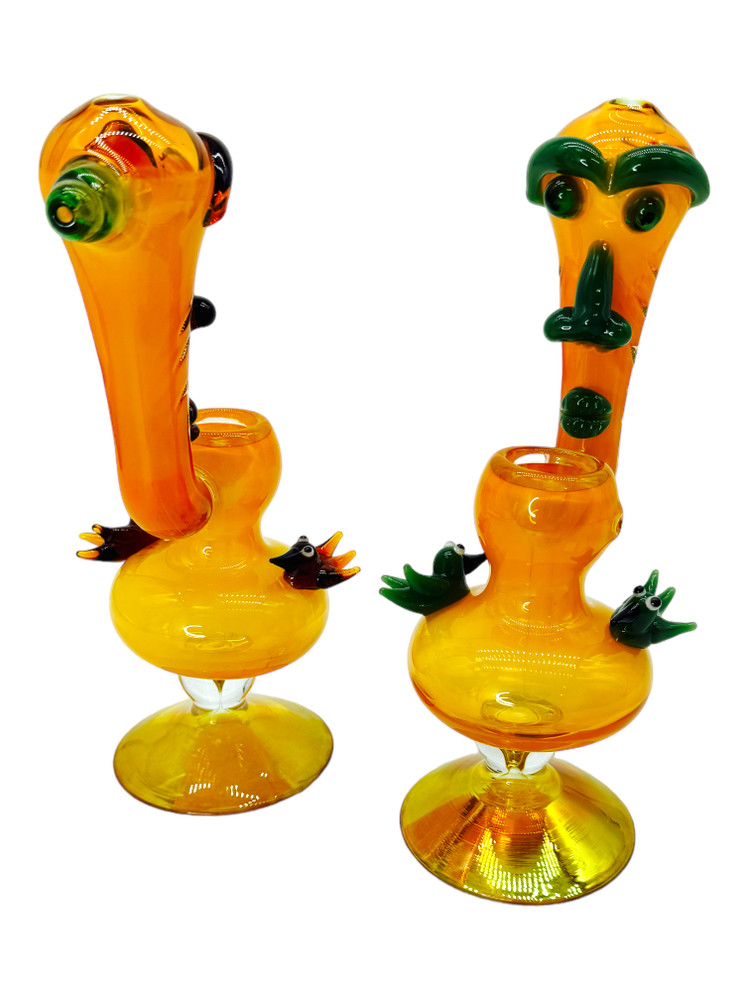 FUMED BIRDS AND FACE MIX COLOR PREMIUM BUBBLER 9"