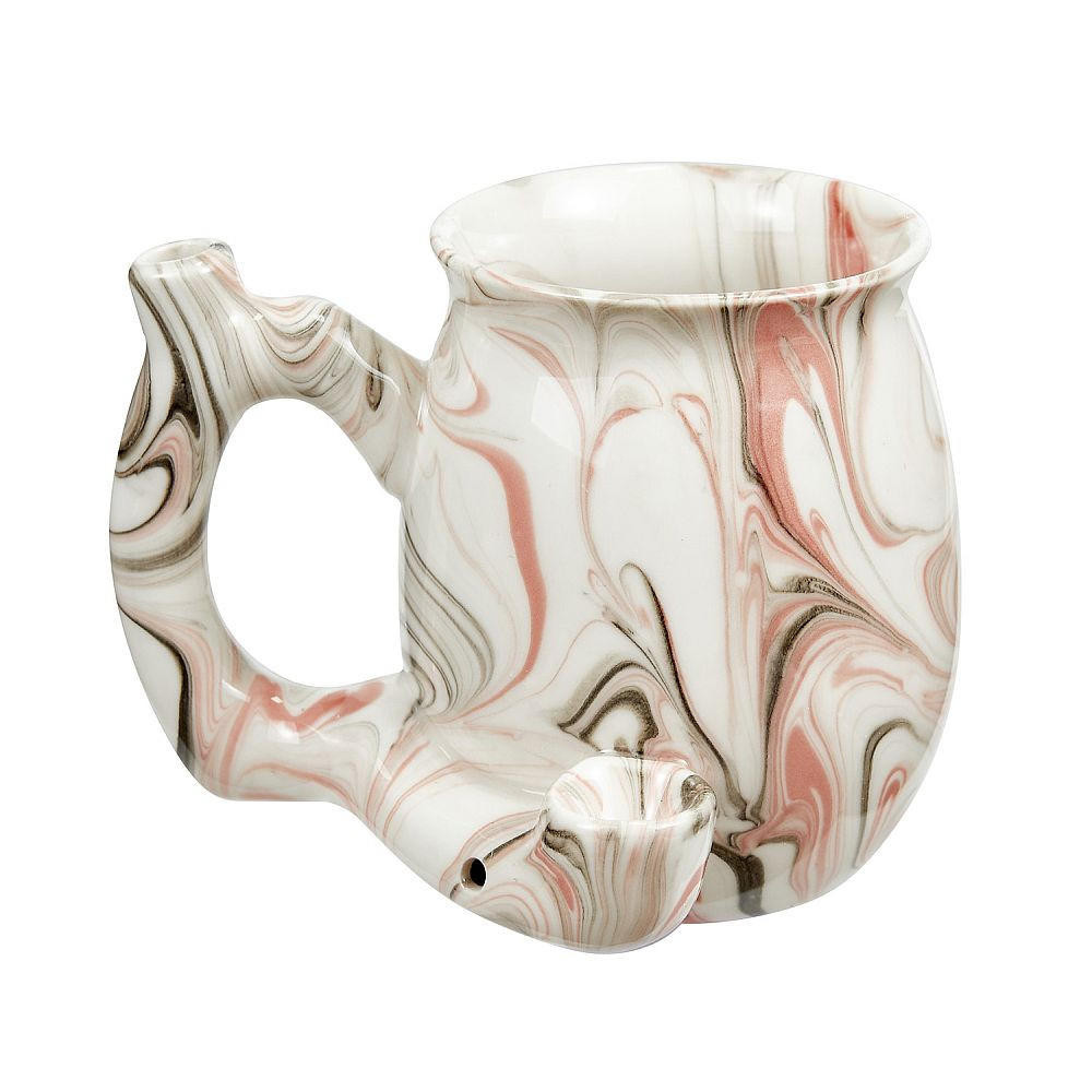 PINK MARBLE ROAST and TOAST SMALL MUG CERAMIC HANDPIPE - 1CT