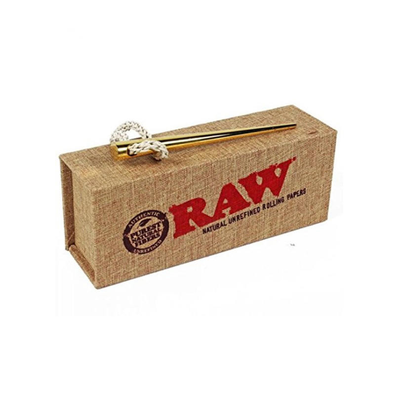 RAW ROLLING PAPERS GOLD POKER WITH WOVEN NATURAL HEMP NECKLACE - 1CT