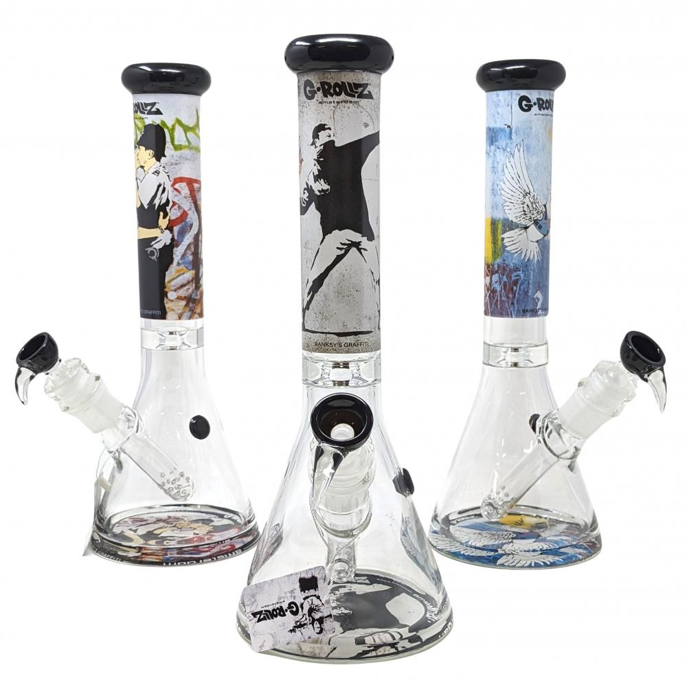 G-ROLLZ BANKSY'S KISSING COPPERS BEAKER BONG 14.5"