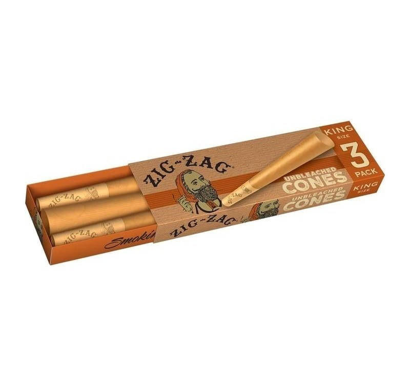 ZIG ZAG UNBLEACHED PAPER CONE KING SIZE - DISPLAY OF 36CT