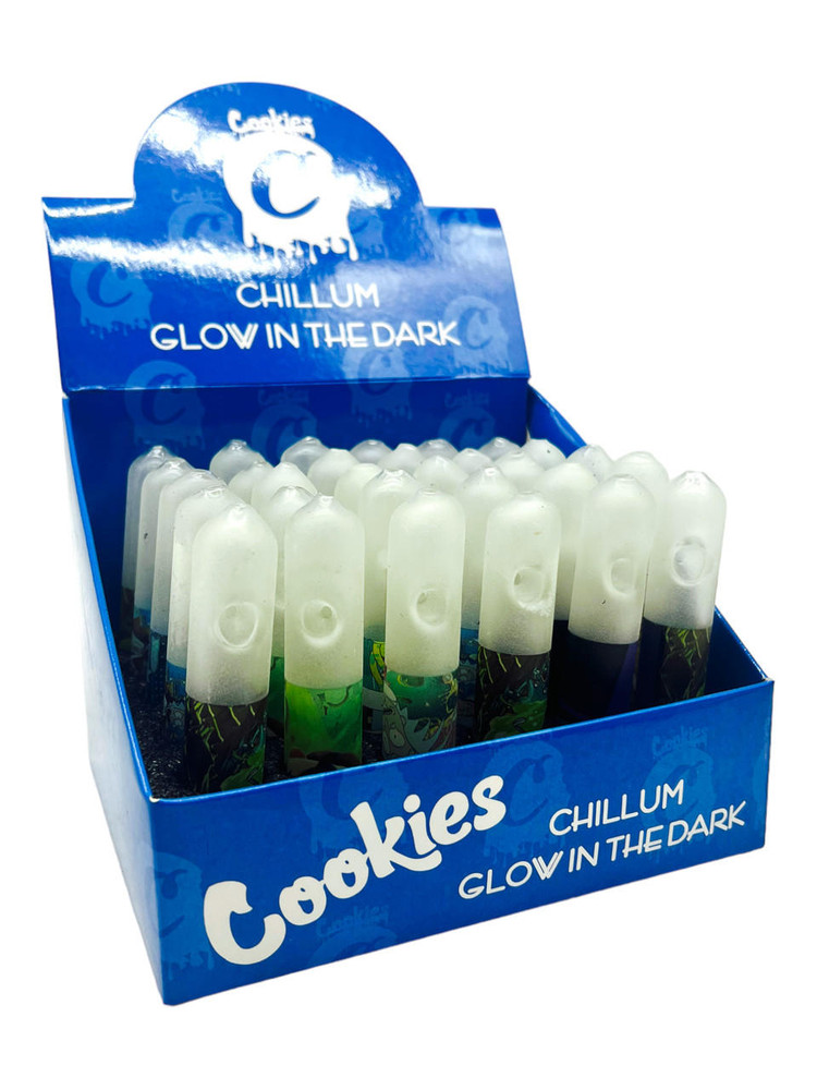 GLOW IN THE DARK CHILLUM GLASS PIPE MIX DESIGN - 30CT DISPLAY