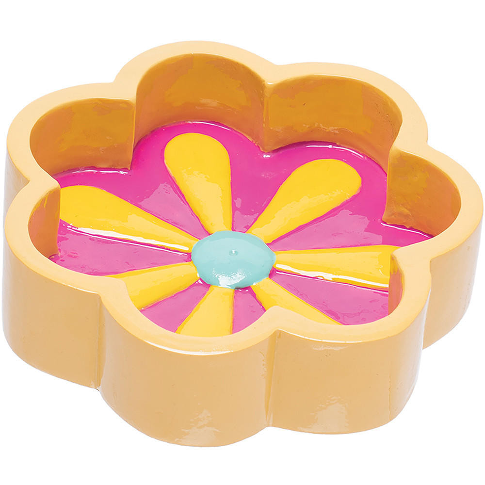 FUJIMA FLOWER PETAL POLYSTONE ASHTRAY & INCENSE BURNER - 6CT DISPLAY