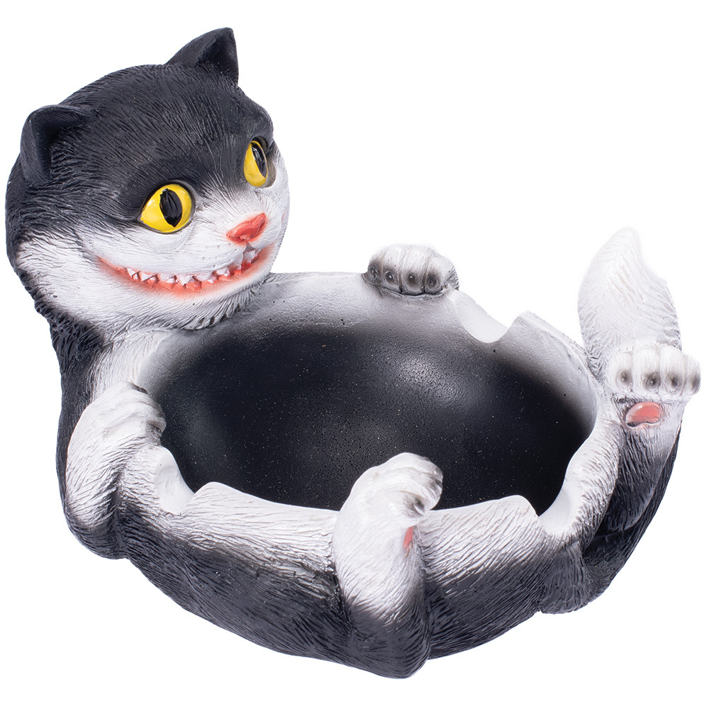 FUJIMA BLACK TRIPPY CAT POLYSTONE ASHTRAY