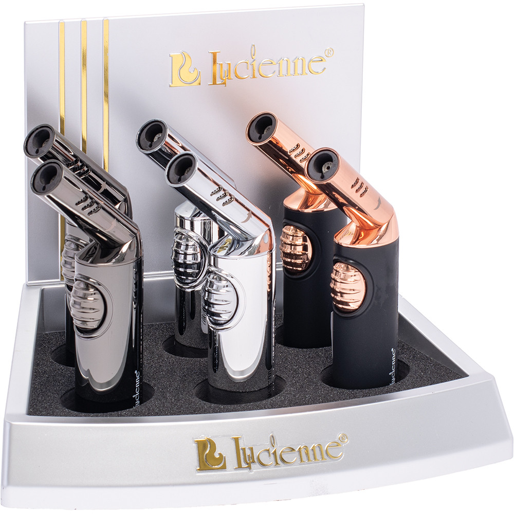 LUCIENNE MULTI ANGLE SINGLE TORCH LIGHTER DISPLAY - DISPLAY OF 6
