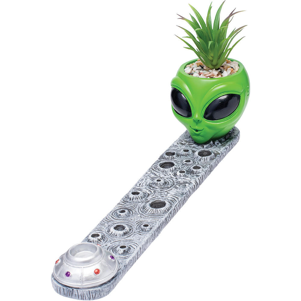 FUJIMA ALIEN INCENSE BURNER WITH PLANT 12.5"
