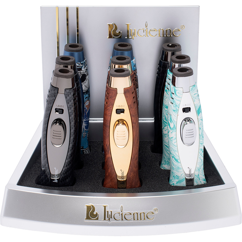 LUCIENNE SINGLE JET TORCH WITH PRINT - DISPLAY OF 9