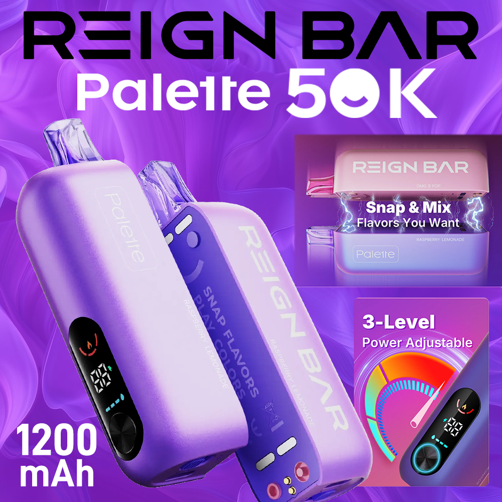 REIGN BAR PALETTE 50,000 PUFFS DISPOSABLE VAPE (FULL KIT) - DISPLAY OF 5