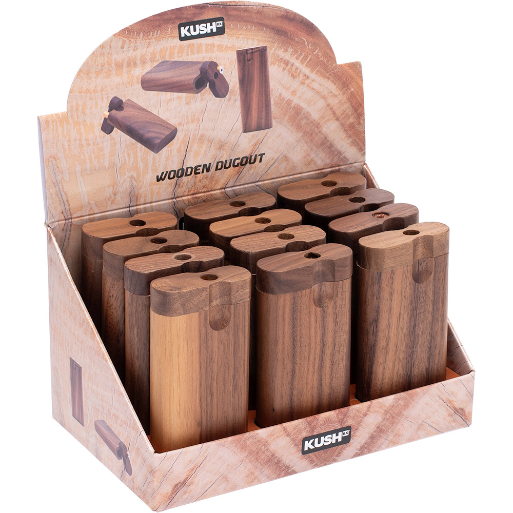 KUSHRX WOODEN DUGOUT - DISPLAY OF 12