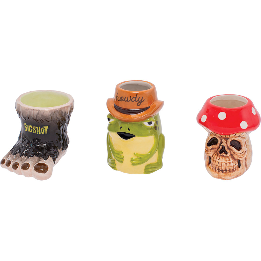 FUJIMA SHAPED CERAMIC SHOT GLASSES - DISPLAY OF 9