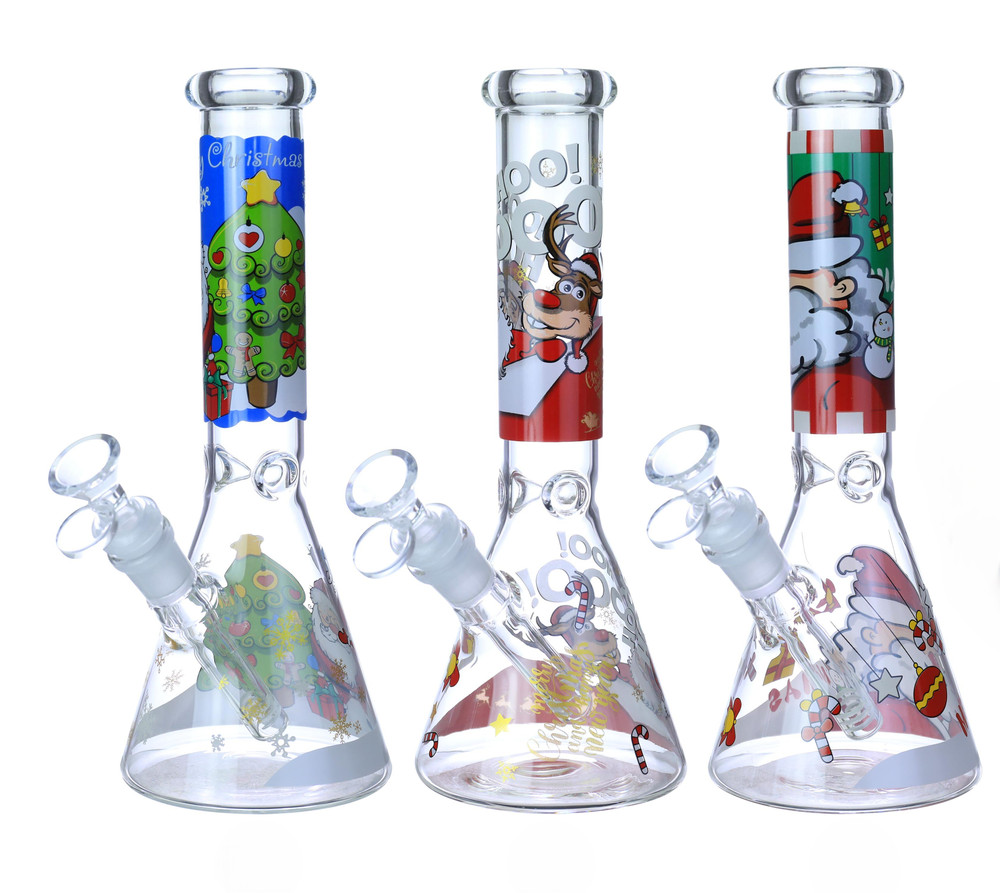 PREMIUM CHRISTMAS BEAKER GLASS WATERPIPE 10"