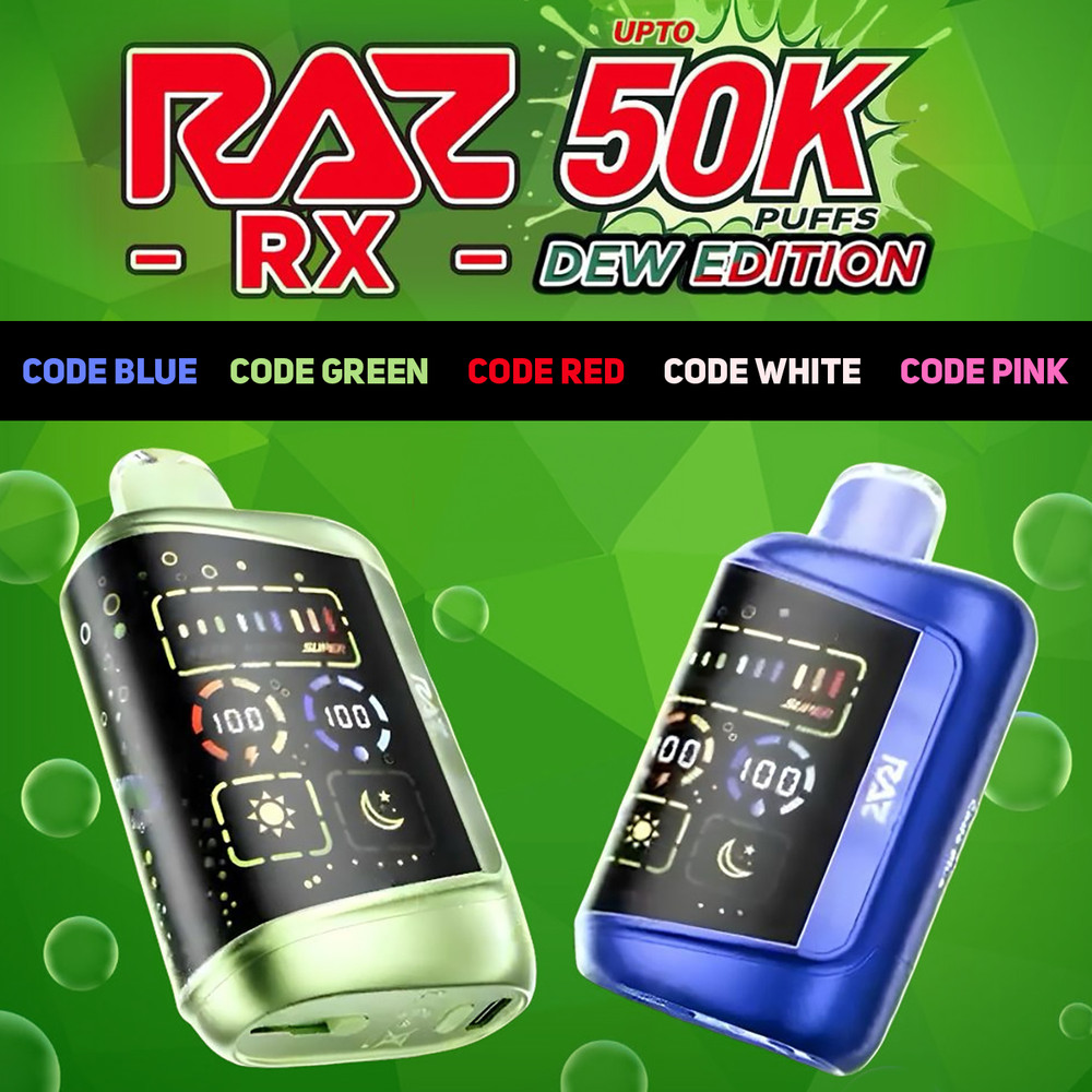 RAZ RX50K DEW EDITION 50,000 PUFFS DISPOSABLE VAPE - DISPLAY OF 5