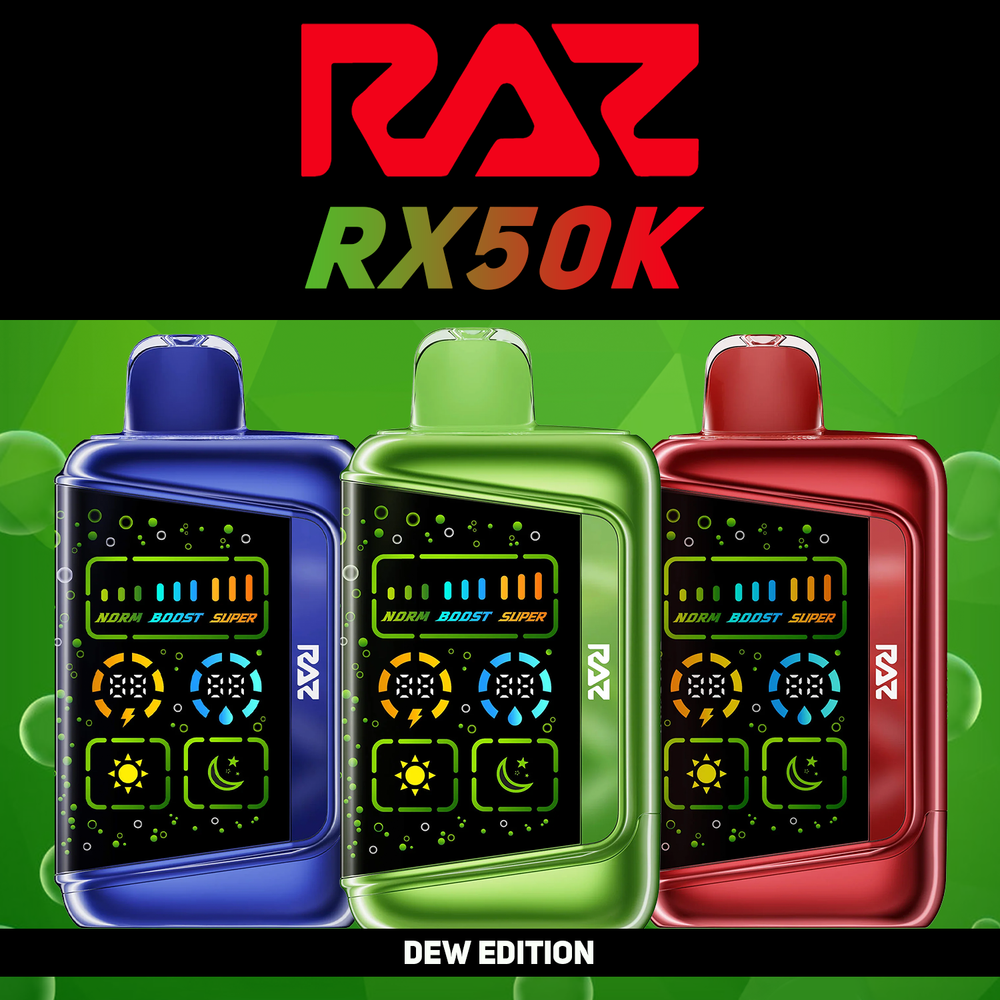 RAZ RX50K DEW EDITION 50,000 PUFFS DISPOSABLE VAPE - DISPLAY OF 5