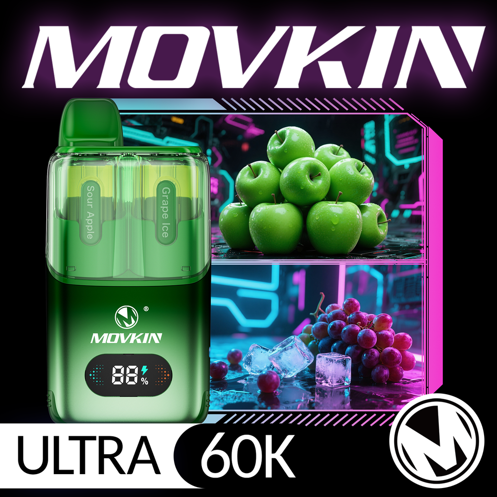 MOVKIN ULTRA 60,000 PUFFS DUAL FLAVOURS DISPOSABLE VAPE (FULL KIT) - DISPLAY OF 5