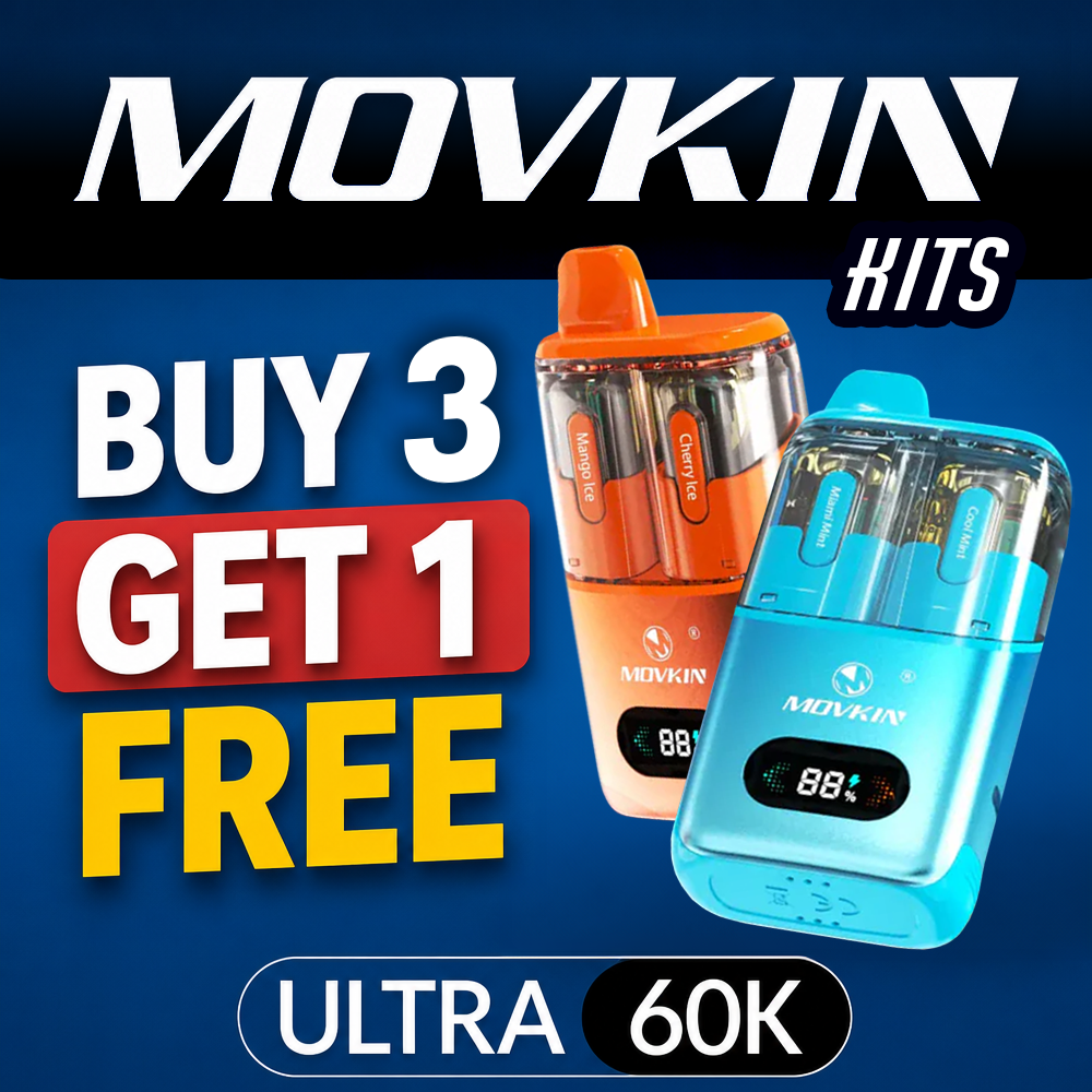 MOVKIN ULTRA 60,000 PUFFS DUAL FLAVOURS DISPOSABLE VAPE (FULL KIT) - DISPLAY OF 5