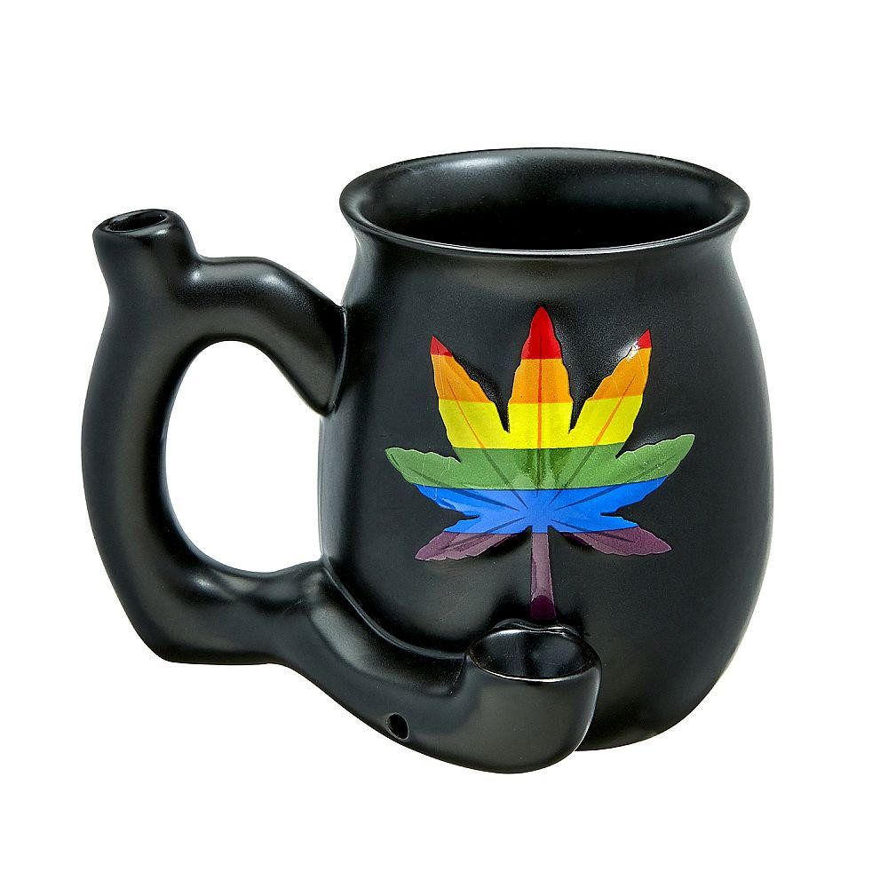 EMBOSSED RAINBOW LEAF ROAST and TOAST MUG CERAMIC HANDPIPE - 1CT