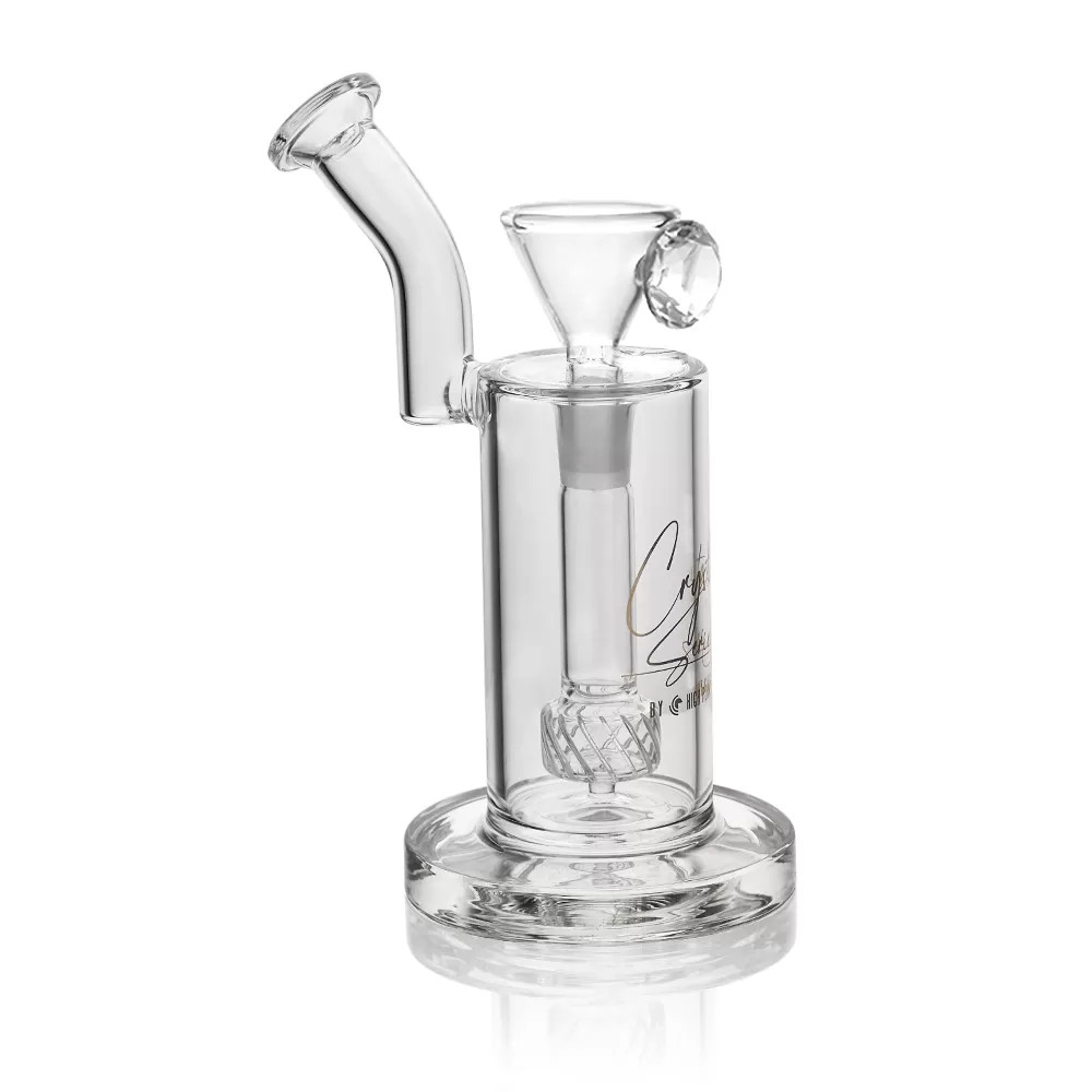 CRYSTAL SERIES BY HPG - 8.11" LOW PROFILE DOWN STEM DIAMOND NET PERC WATER PIPE