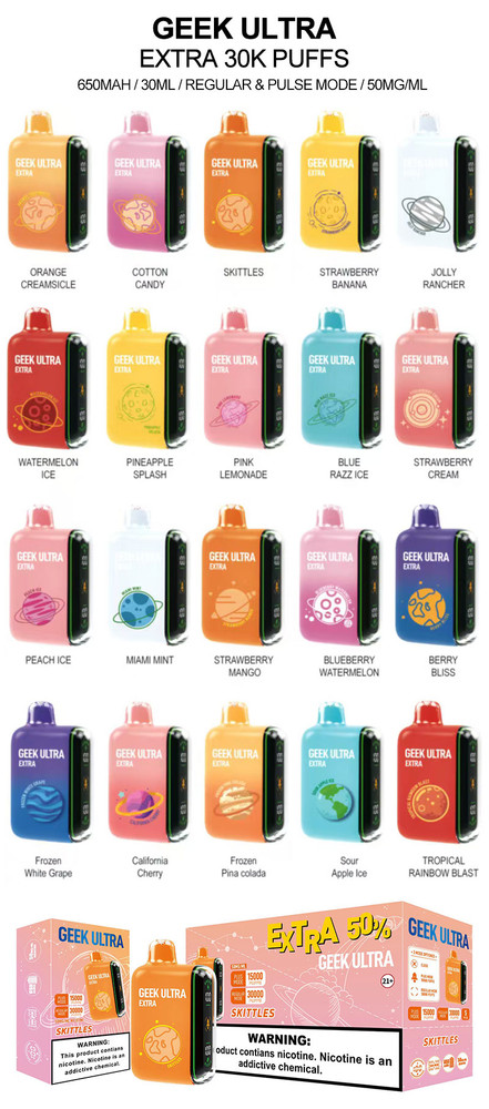 GEEK ULTRA EXTRA 30,000 PUFFS DISPOSABLE VAPE - DISPLAY OF 5