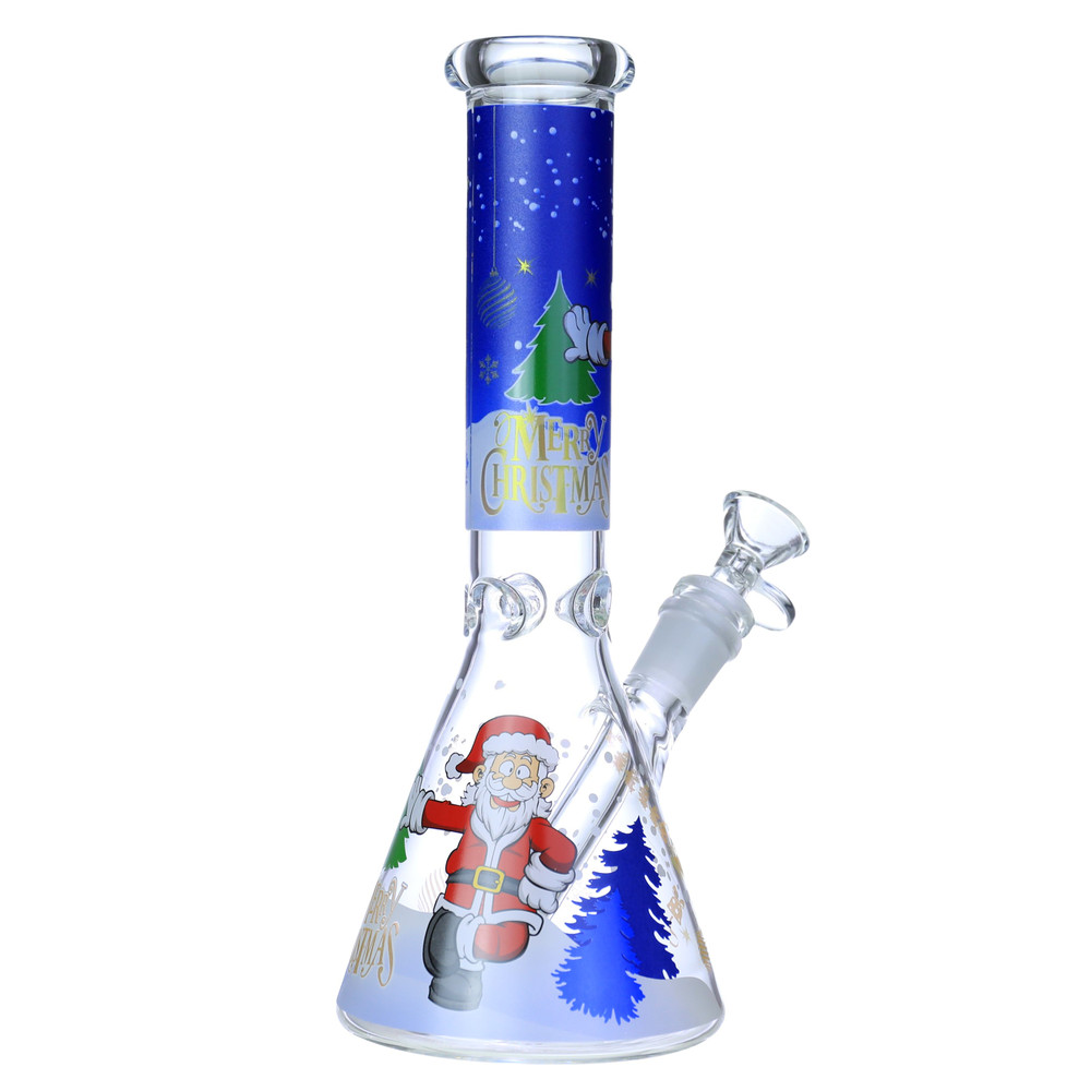 PREMIUM CHRISTMAS SANTA BEAKER GLASS WATERPIPE 10"