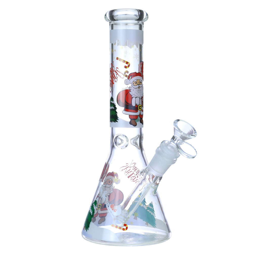 PREMIUM CHRISTMAS SANTA BEAKER GLASS WATERPIPE 10"