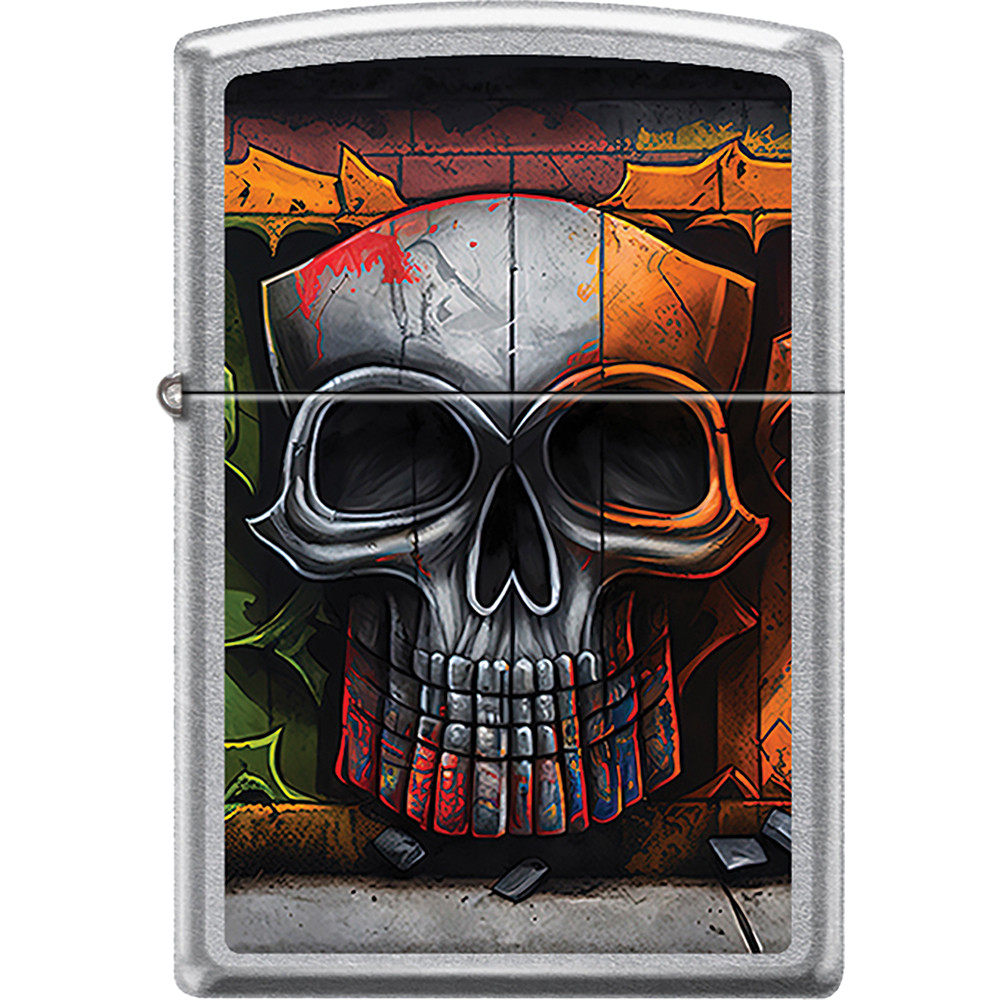 ZIPPO WOOD GRAIN SKULL WALL DESIGN LIGHTER