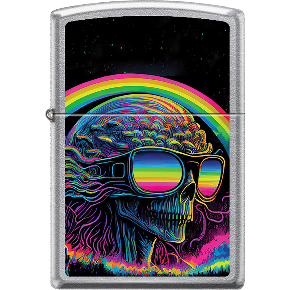 ZIPPO VIBRANT SKULL WITH TRIPPY PATTERNS DESIGN LIGHTER