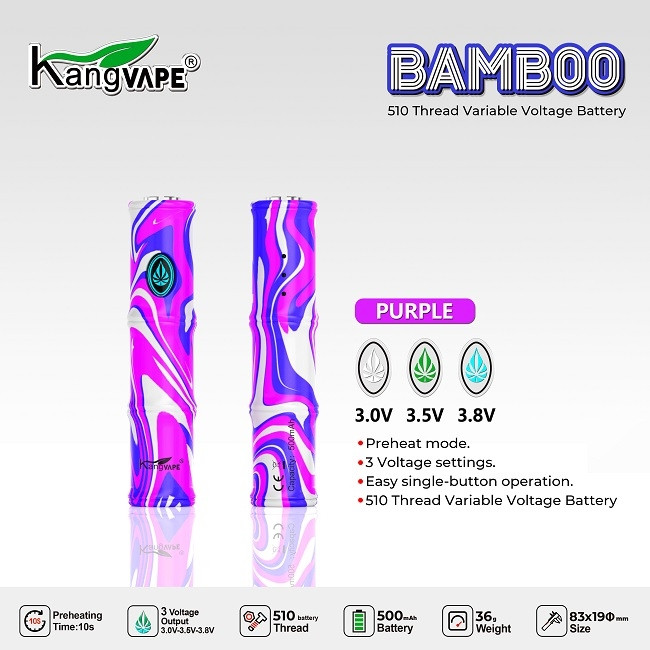 KANGVAPE 500mAh BAMBOO BATTERY - DISPLAY OF 10