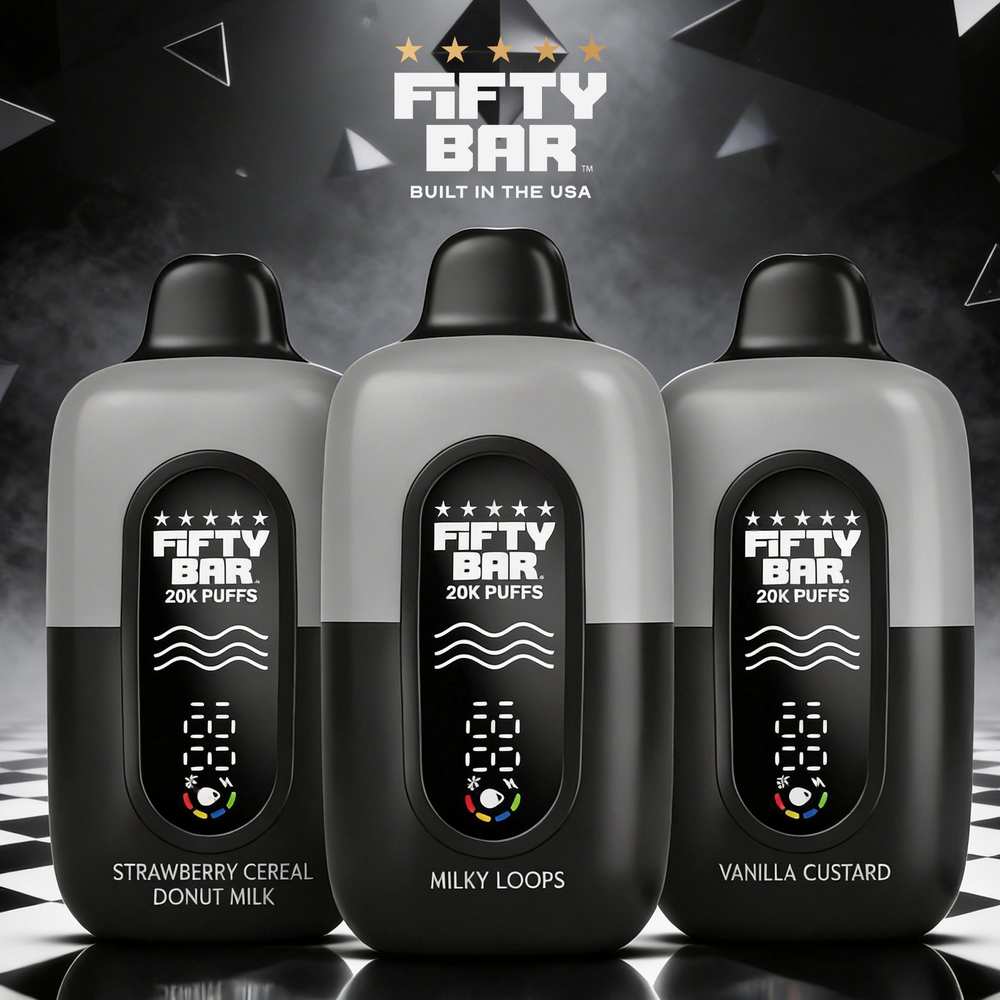 FIFTY BAR V2 BLK 20,000 PUFFS DISPOSABLE VAPE - DISPLAY OF 5
