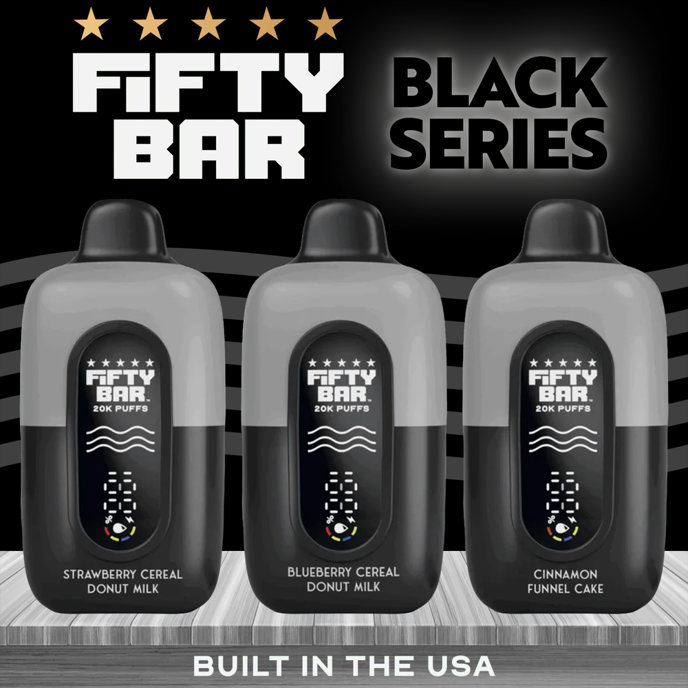 FIFTY BAR V2 BLK 20,000 PUFFS DISPOSABLE VAPE - DISPLAY OF 5