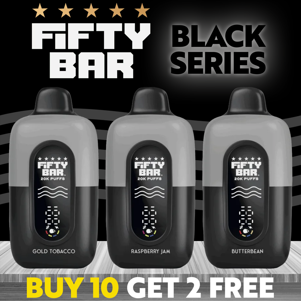 FIFTY BAR V2 BLK 20,000 PUFFS DISPOSABLE VAPE - DISPLAY OF 5