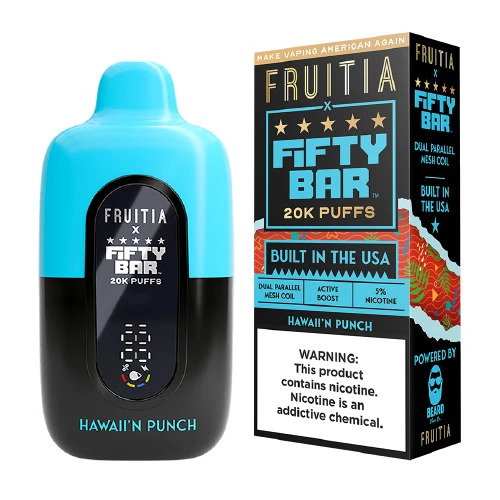 FIFTY BAR X FRUITIA 20,000 PUFFS DISPOSABLE VAPE - DISPLAY OF 5
