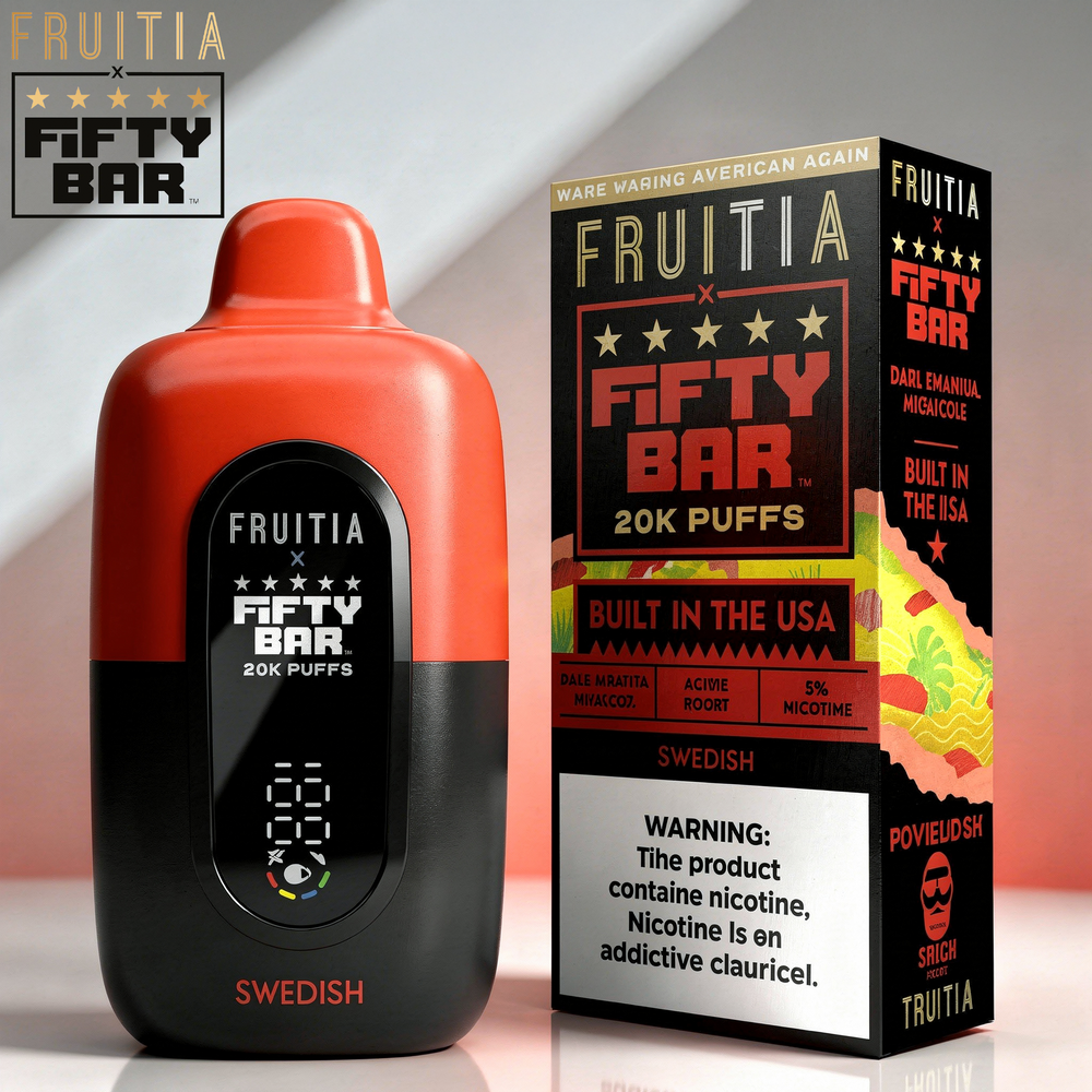 FIFTY BAR X FRUITIA 20,000 PUFFS DISPOSABLE VAPE - DISPLAY OF 5