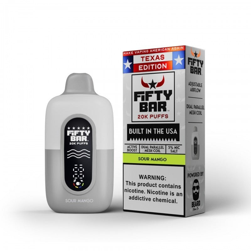 FIFTY BAR TEXAS EDITION 20,000 PUFFS DISPOSABLE VAPE - DISPLAY OF 5 (USA COMPLIANT VAPE)