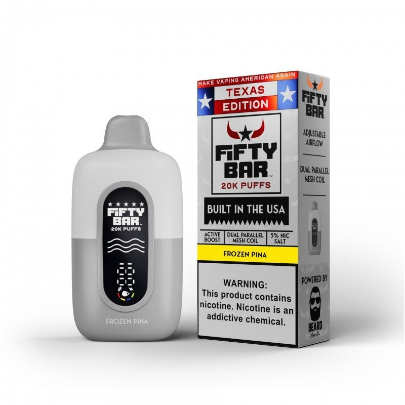 FIFTY BAR TEXAS EDITION 20,000 PUFFS DISPOSABLE VAPE - DISPLAY OF 5 (USA COMPLIANT VAPE)
