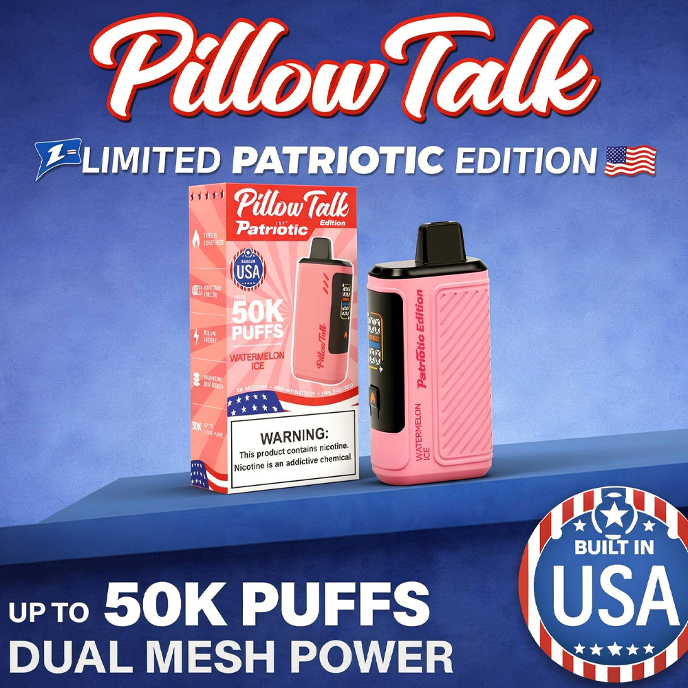 PILLOW TALK X PATRIOT EDITION 50,000 PUFFS DISPOSABLE - DISPLAY OF 5 (USA COMPLIANT VAPE)