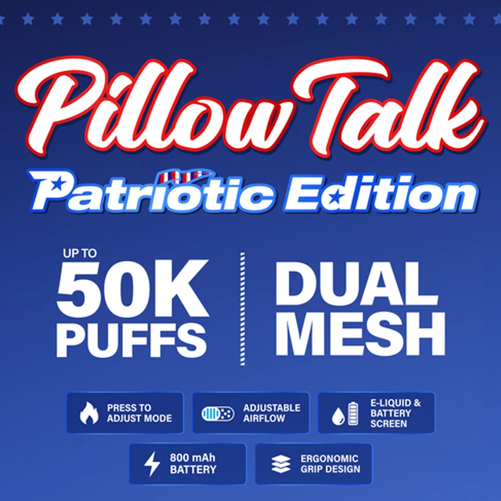 PILLOW TALK X PATRIOT EDITION 50,000 PUFFS DISPOSABLE - DISPLAY OF 5 (USA COMPLIANT VAPE)