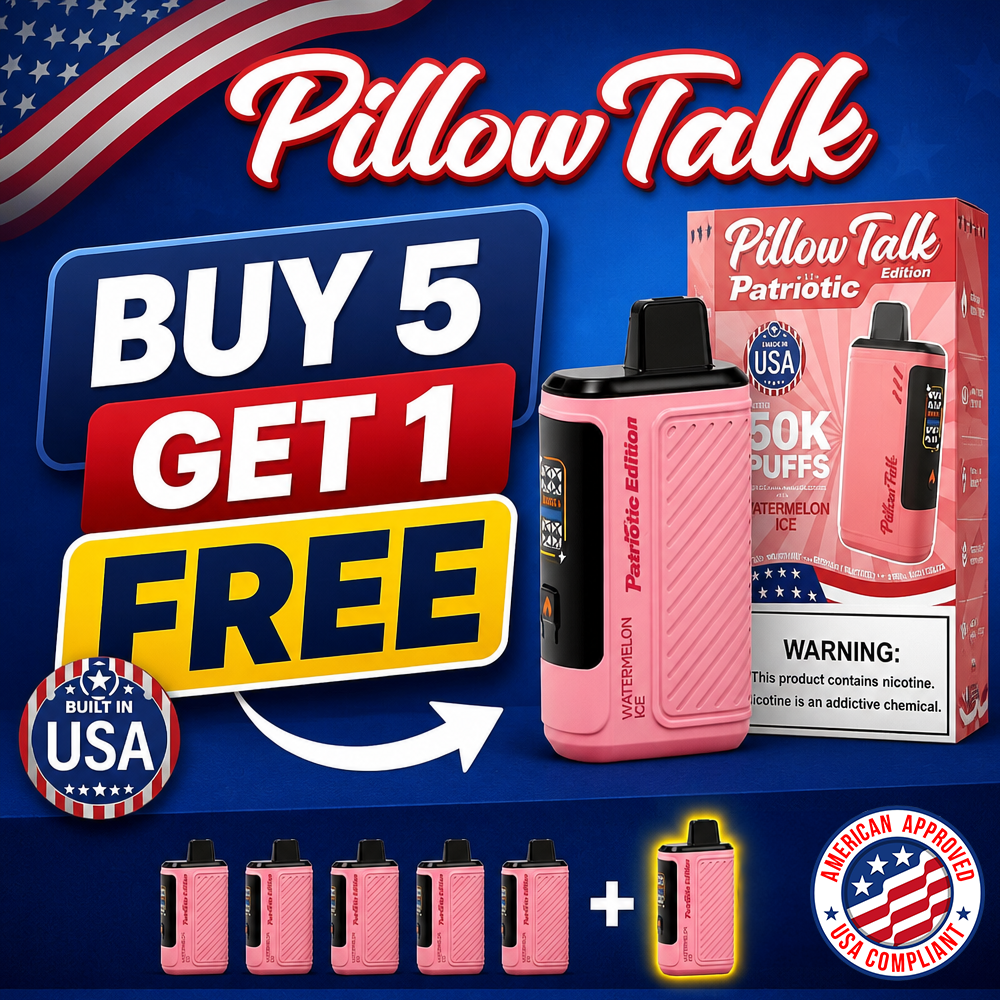PILLOW TALK X PATRIOT EDITION 50,000 PUFFS DISPOSABLE - DISPLAY OF 5 (USA COMPLIANT VAPE)
