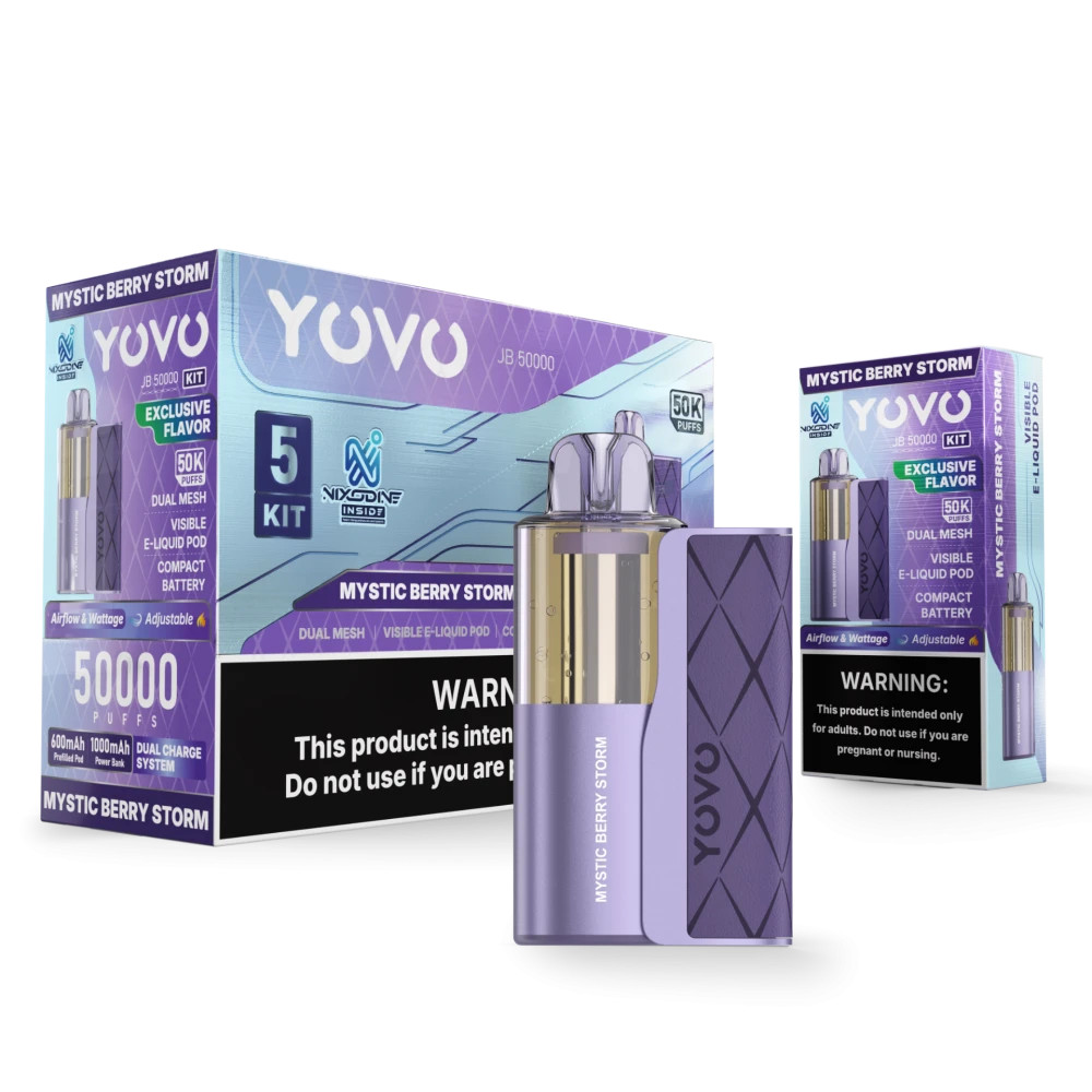 YOVO JB 50,000 PUFFS DISPOSABLE VAPE (FULL KIT) - DISPLAY OF 5
